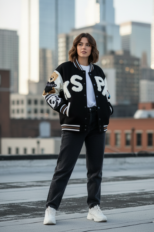 Chaqueta varsity black & white