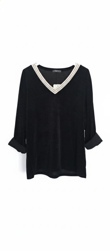 Jersey de Terciopelo Mickey Mouse con Escote en V