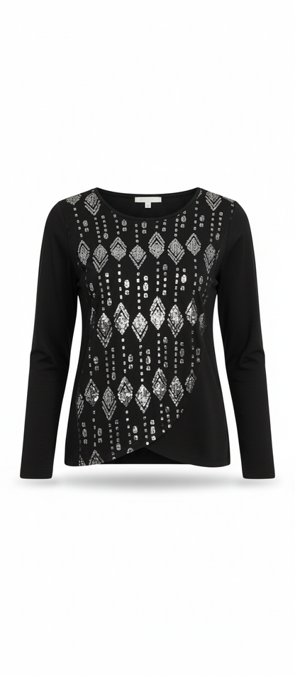Camiseta de Manga Larga para Mujer con Detalle Brillante - 5 Colores | Eclipse de Belleza