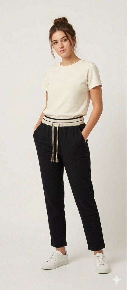 Pantalón Jogger Acanalado con Cintura Elástica y Cordón Ajustable