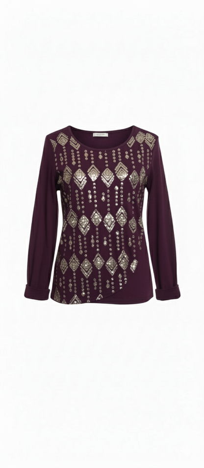 Camiseta de Manga Larga para Mujer con Detalle Brillante - 5 Colores | Eclipse de Belleza