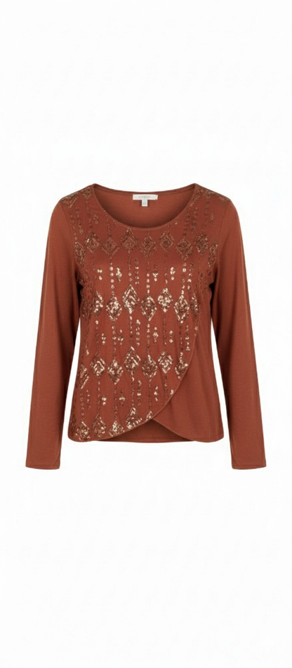 Camiseta de Manga Larga para Mujer con Detalle Brillante - 5 Colores | Eclipse de Belleza