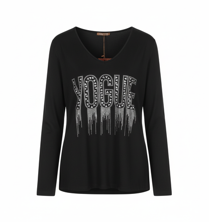 Camiseta de Mujer Vogue - Estilo Casual con Letras Brillantes | Eclipse de Belleza