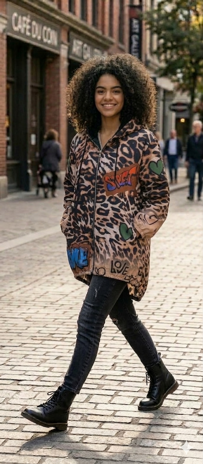 Chaqueta de Mujer Animal Print con Estampado Frida Kahlo